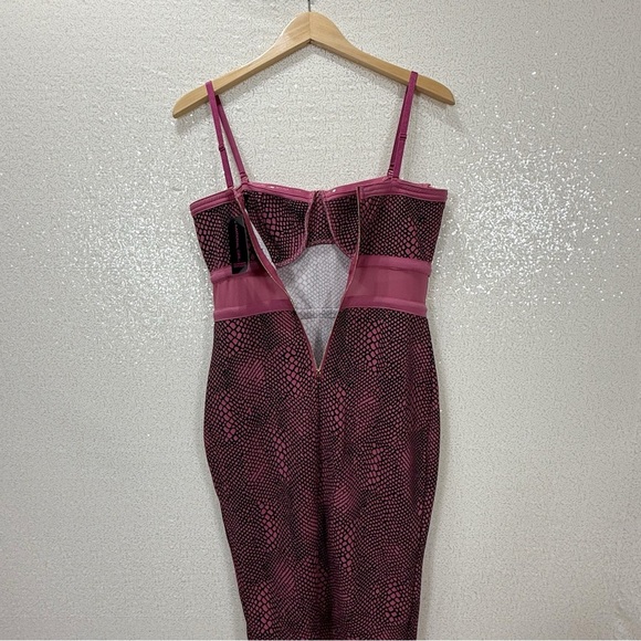 Material Girl Pink Black Snakeskin Print Bodycon Dress Women’s Size Large - Picture 10 of 14